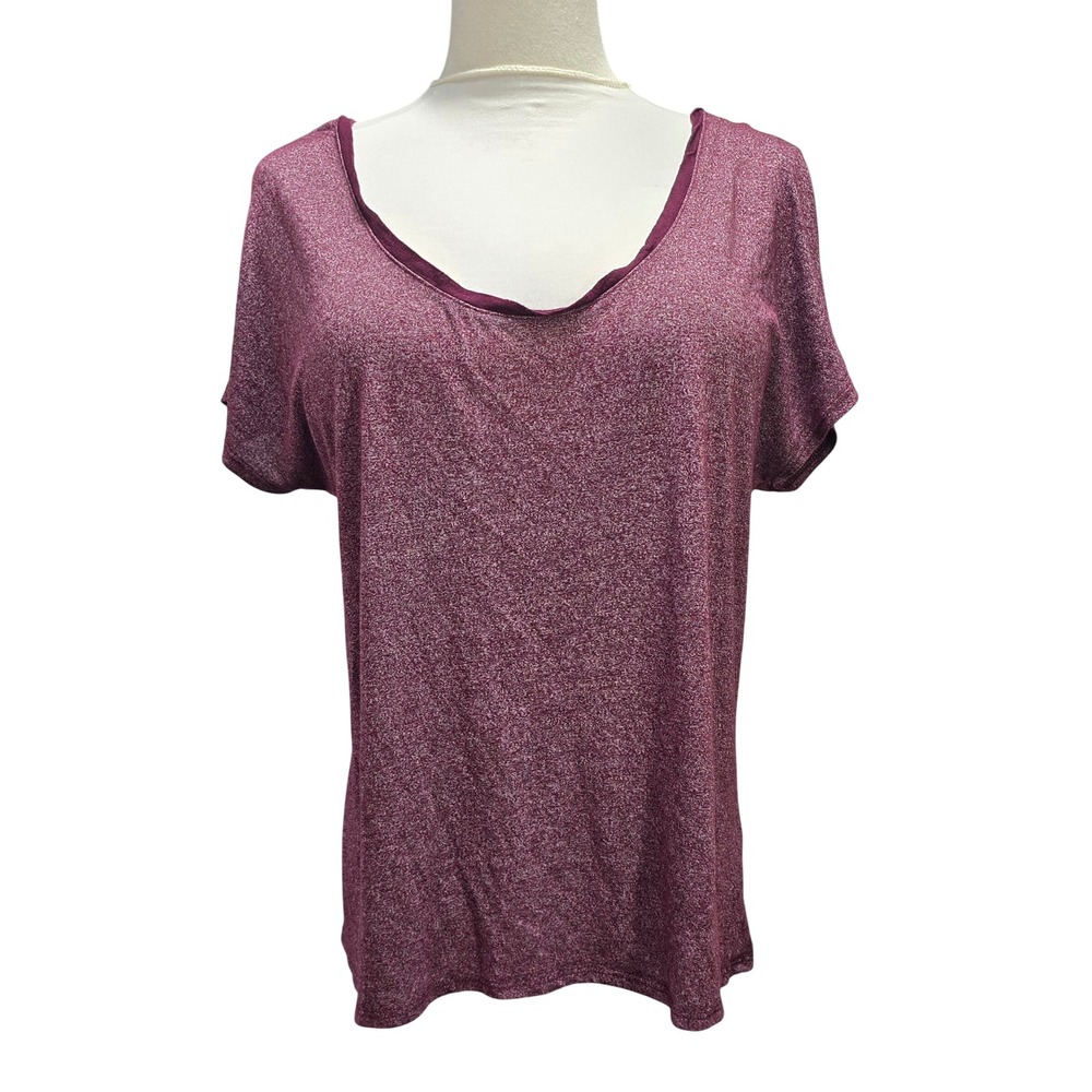 Empyre Womens Burgundy Heather Strappy Criss Cross Back T-Shirt Large